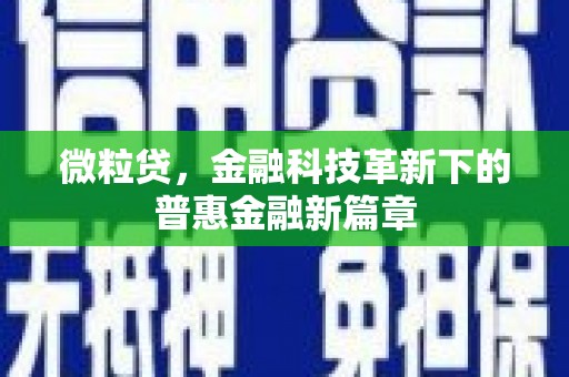 齐齐哈尔微粒贷，金融科技革新下的普惠金融新篇章