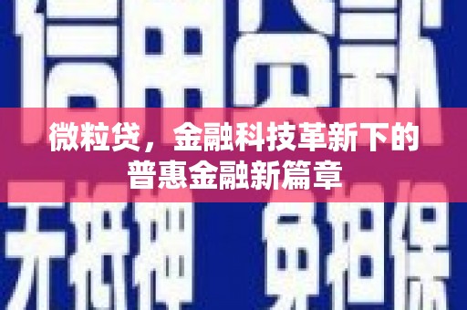 齐齐哈尔微粒贷，金融科技革新下的普惠金融新篇章