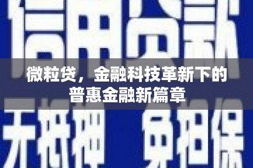 齐齐哈尔微粒贷，金融科技革新下的普惠金融新篇章