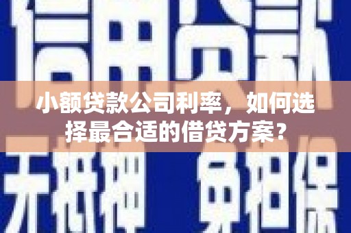 齐齐哈尔小额贷款公司利率，如何选择最合适的借贷方案？